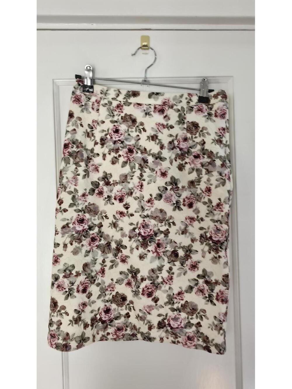 Mikarose Floral Cream Mini Skirt Size S Cotton Blend